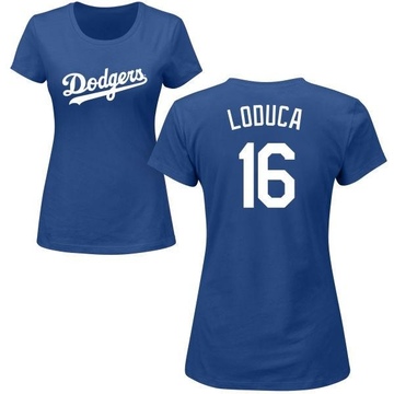 Women's Los Angeles Dodgers Paul Loduca ＃16 Roster Name & Number T-Shirt - Royal