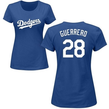 Women's Los Angeles Dodgers Pedro Guerrero ＃28 Roster Name & Number T-Shirt - Royal