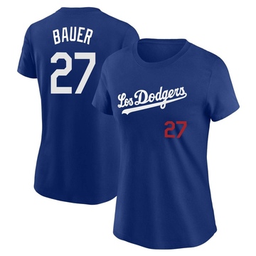 Women's Los Angeles Dodgers Trevor Bauer ＃27 2022 City Connect Name & Number T-Shirt - Royal