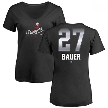 Women's Los Angeles Dodgers Trevor Bauer ＃27 Midnight Mascot V-Neck T-Shirt - Black