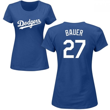 Women's Los Angeles Dodgers Trevor Bauer ＃27 Roster Name & Number T-Shirt - Royal