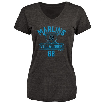 Women's Miami Marlins Eli Villalobos ＃68 Base Runner T-Shirt - Black