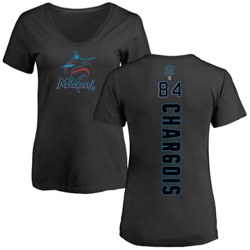 Women's Miami Marlins JT Chargois ＃84 Backer Slim Fit T-Shirt - Black