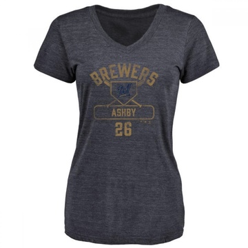 Women's Milwaukee Brewers Aaron Ashby ＃26 Base Runner T-Shirt - Navy