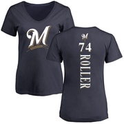 Women's Milwaukee Brewers Chris Roller ＃74 Backer Slim Fit T-Shirt - Navy