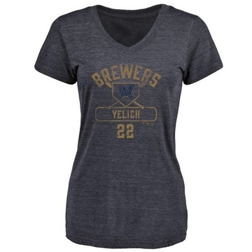 Women's Milwaukee Brewers Christian Yelich ＃22 Base Runner T-Shirt - Navy
