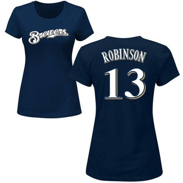 Women's Milwaukee Brewers Glenn Robinson ＃13 Roster Name & Number T-Shirt - Navy