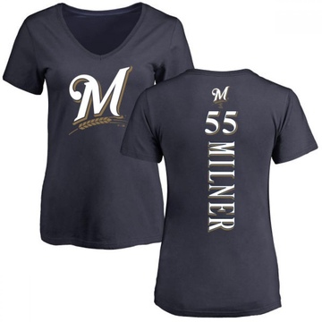 Women's Milwaukee Brewers Hoby Milner ＃55 Backer Slim Fit T-Shirt - Navy