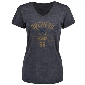 Women's Milwaukee Brewers Hoby Milner ＃55 Base Runner T-Shirt - Navy