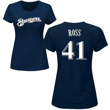 Women's Milwaukee Brewers Joe Ross ＃41 Roster Name & Number T-Shirt - Navy