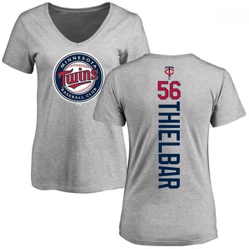 Women's Minnesota Twins Caleb Thielbar ＃56 Backer Slim Fit T-Shirt Ash