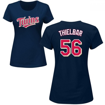 Women's Minnesota Twins Caleb Thielbar ＃56 Roster Name & Number T-Shirt - Navy