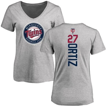 Women's Minnesota Twins David Ortiz ＃27 Backer Slim Fit T-Shirt Ash