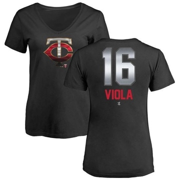 Women's Minnesota Twins Frank Viola ＃16 Midnight Mascot V-Neck T-Shirt - Black
