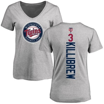 Women's Minnesota Twins Harmon Killibrew ＃3 Backer Slim Fit T-Shirt Ash