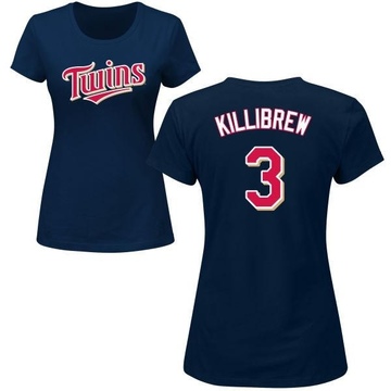 Women's Minnesota Twins Harmon Killibrew ＃3 Roster Name & Number T-Shirt - Navy