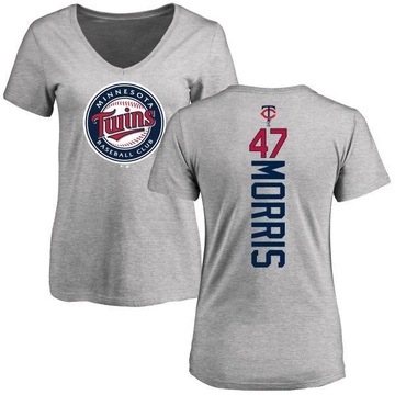Women's Minnesota Twins Jack Morris ＃47 Backer Slim Fit T-Shirt Ash