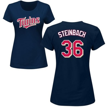Women's Minnesota Twins Terry Steinbach ＃36 Roster Name & Number T-Shirt - Navy