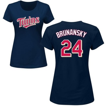 Women's Minnesota Twins Tom Brunansky ＃24 Roster Name & Number T-Shirt - Navy