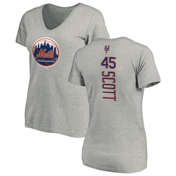 Women's New York Mets Christian Scott ＃45 Backer Slim Fit T-Shirt Ash