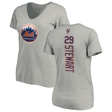Women's New York Mets DJ Stewart ＃29 Backer Slim Fit T-Shirt Ash