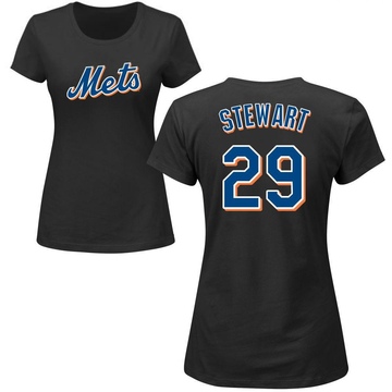 Women's New York Mets DJ Stewart ＃29 Roster Name & Number T-Shirt - Black