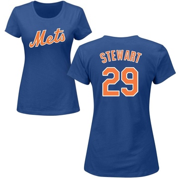 Women's New York Mets DJ Stewart ＃29 Roster Name & Number T-Shirt - Royal