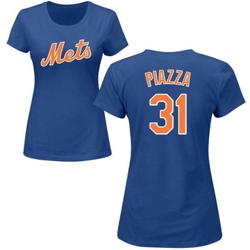 Women's New York Mets Mike Piazza ＃31 Roster Name & Number T-Shirt - Royal