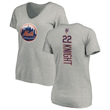 Women's New York Mets Ray Knight ＃22 Backer Slim Fit T-Shirt Ash