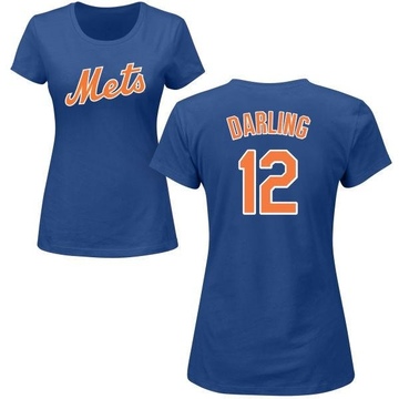 Women's New York Mets Ron Darling ＃12 Roster Name & Number T-Shirt - Royal
