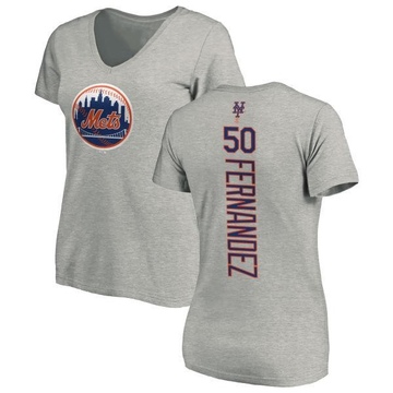 Women's New York Mets Sid Fernandez ＃50 Backer Slim Fit T-Shirt Ash
