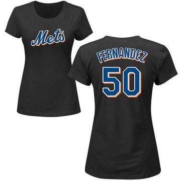 Women's New York Mets Sid Fernandez ＃50 Roster Name & Number T-Shirt - Black