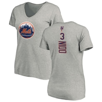 Women's New York Mets Tomas Nido ＃3 Backer Slim Fit T-Shirt Ash
