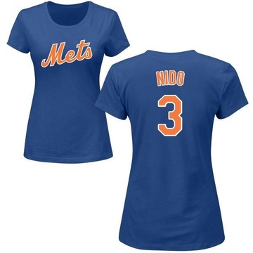 Women's New York Mets Tomas Nido ＃3 Roster Name & Number T-Shirt - Royal