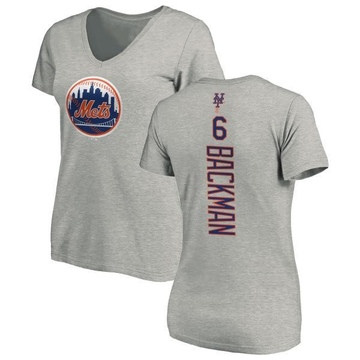 Women's New York Mets Wally Backman ＃6 Backer Slim Fit T-Shirt Ash