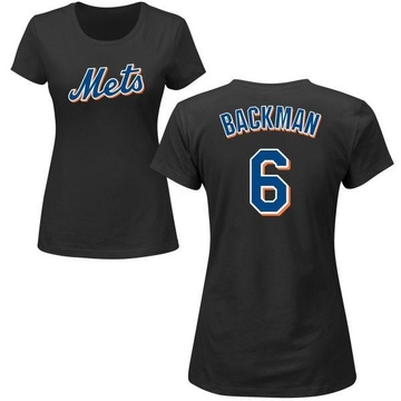 Women's New York Mets Wally Backman ＃6 Roster Name & Number T-Shirt - Black