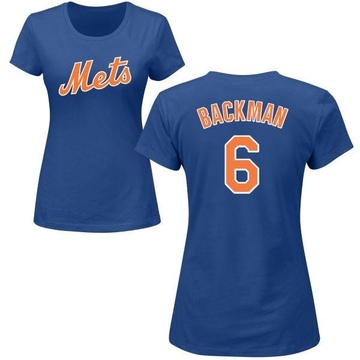 Women's New York Mets Wally Backman ＃6 Roster Name & Number T-Shirt - Royal