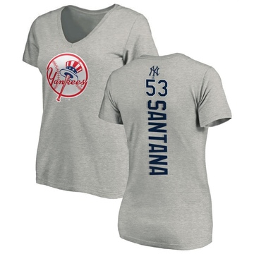 Women's New York Yankees Dennis Santana ＃53 Backer Slim Fit T-Shirt Ash