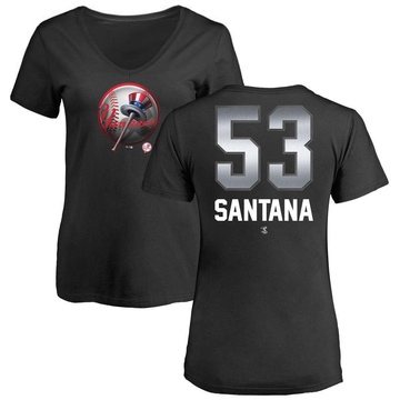 Women's New York Yankees Dennis Santana ＃53 Midnight Mascot V-Neck T-Shirt - Black