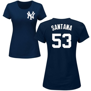 Women's New York Yankees Dennis Santana ＃53 Roster Name & Number T-Shirt - Navy