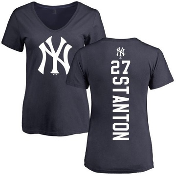 Women's New York Yankees Giancarlo Stanton ＃27 Backer Slim Fit T-Shirt - Navy