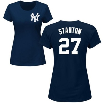Women's New York Yankees Giancarlo Stanton ＃27 Roster Name & Number T-Shirt - Navy