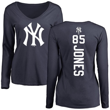 Women's New York Yankees Jahmai Jones ＃85 Backer Slim Fit Long Sleeve T-Shirt - Navy