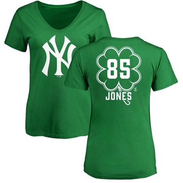 Women's New York Yankees Jahmai Jones ＃85 Dubliner Name & Number V-Neck T-Shirt Kelly - Green