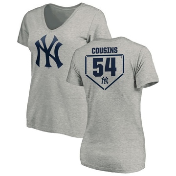 Women's New York Yankees Jake Cousins ＃54 RBI Slim Fit V-Neck T-Shirt Heathered - Gray