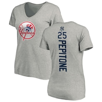 Women's New York Yankees Joe Pepitone ＃25 Backer Slim Fit T-Shirt Ash