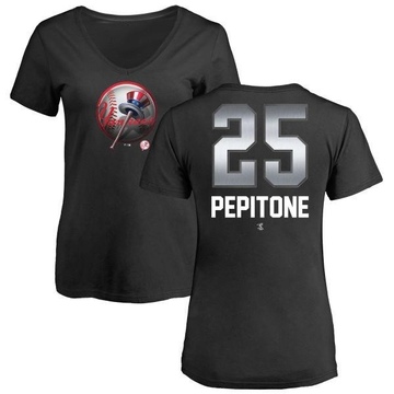 Women's New York Yankees Joe Pepitone ＃25 Midnight Mascot V-Neck T-Shirt - Black