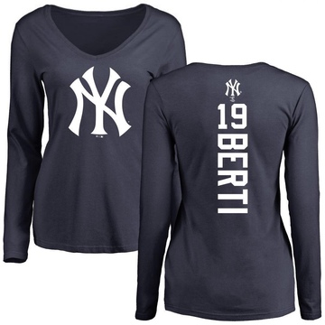 Women's New York Yankees Jon Berti ＃19 Backer Slim Fit Long Sleeve T-Shirt - Navy