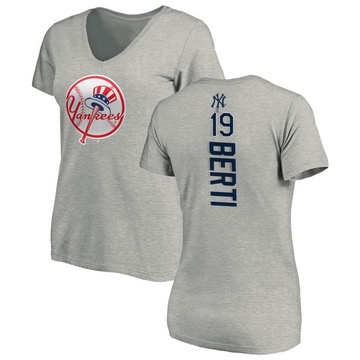Women's New York Yankees Jon Berti ＃19 Backer Slim Fit T-Shirt Ash