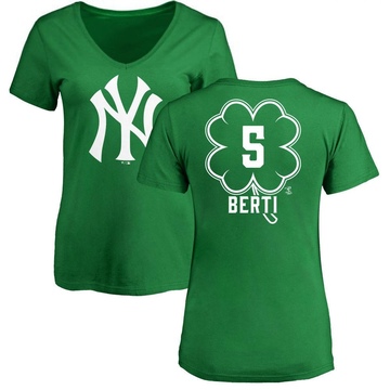 Women's New York Yankees Jon Berti ＃5 Dubliner Name & Number V-Neck T-Shirt Kelly - Green